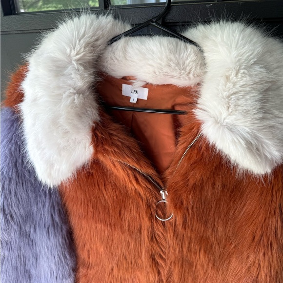 LPA Faux Fur Multicolored Jacket 413 in Rust & Lilac - Picture 7 of 9